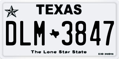 TX license plate DLM3847