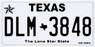 TX license plate DLM3848