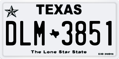TX license plate DLM3851