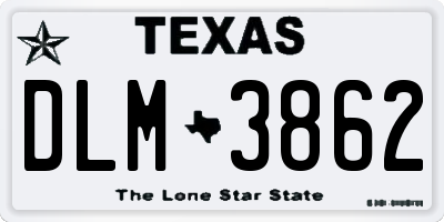 TX license plate DLM3862