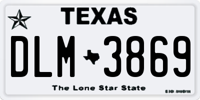 TX license plate DLM3869