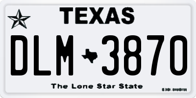 TX license plate DLM3870