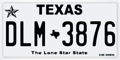 TX license plate DLM3876