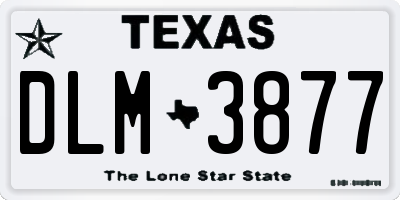 TX license plate DLM3877