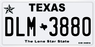TX license plate DLM3880
