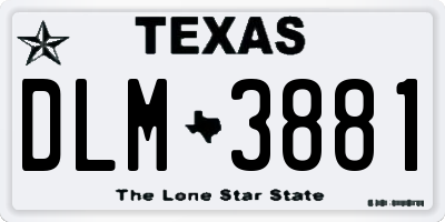 TX license plate DLM3881