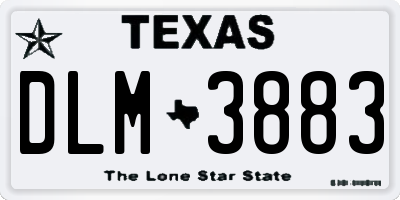 TX license plate DLM3883