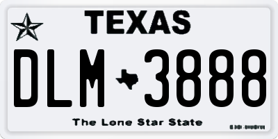 TX license plate DLM3888