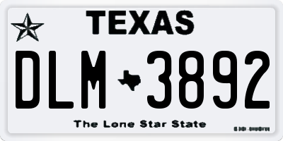 TX license plate DLM3892
