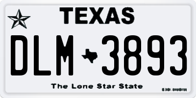 TX license plate DLM3893
