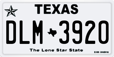 TX license plate DLM3920