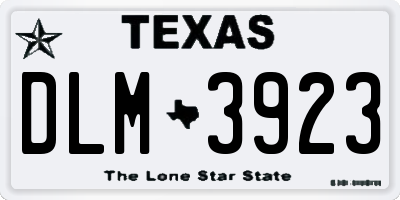 TX license plate DLM3923
