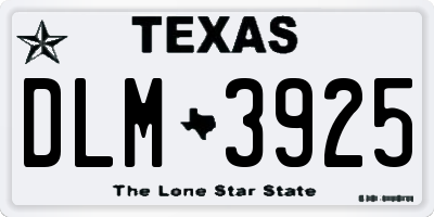 TX license plate DLM3925