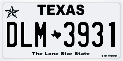 TX license plate DLM3931