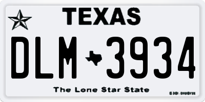 TX license plate DLM3934