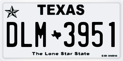 TX license plate DLM3951