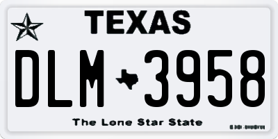 TX license plate DLM3958