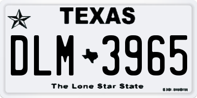 TX license plate DLM3965