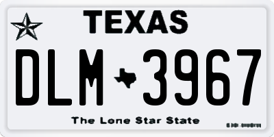 TX license plate DLM3967