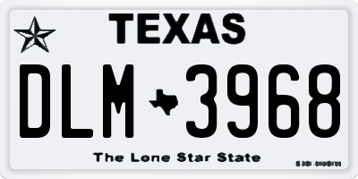 TX license plate DLM3968