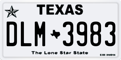 TX license plate DLM3983