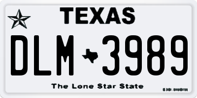 TX license plate DLM3989