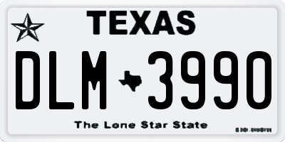 TX license plate DLM3990