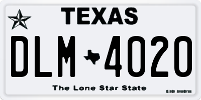 TX license plate DLM4020