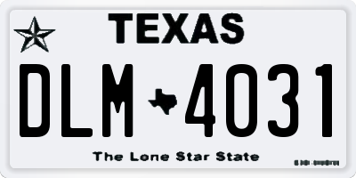 TX license plate DLM4031