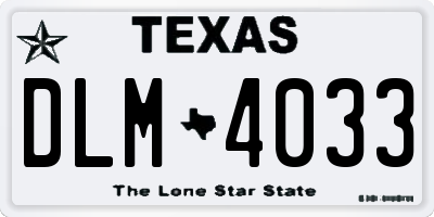 TX license plate DLM4033