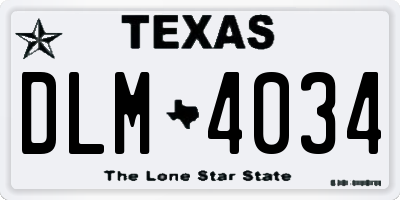 TX license plate DLM4034