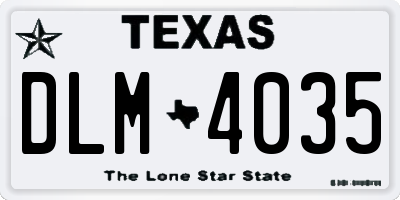 TX license plate DLM4035