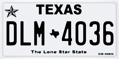 TX license plate DLM4036