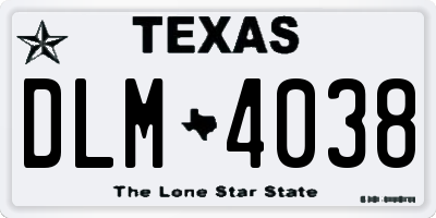TX license plate DLM4038
