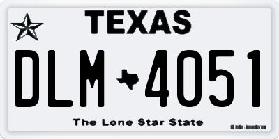 TX license plate DLM4051