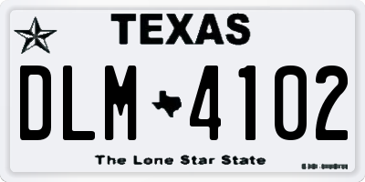 TX license plate DLM4102