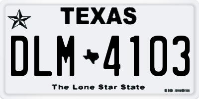 TX license plate DLM4103