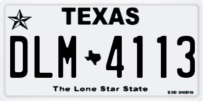 TX license plate DLM4113