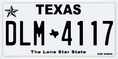 TX license plate DLM4117