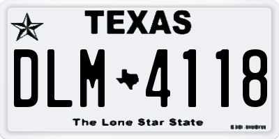 TX license plate DLM4118