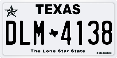 TX license plate DLM4138