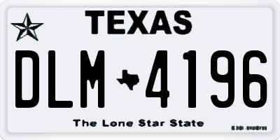 TX license plate DLM4196