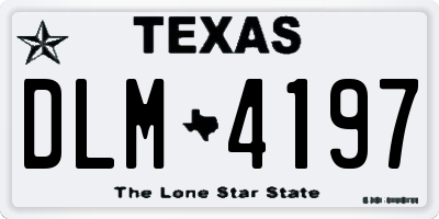 TX license plate DLM4197
