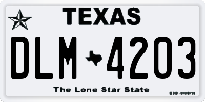 TX license plate DLM4203