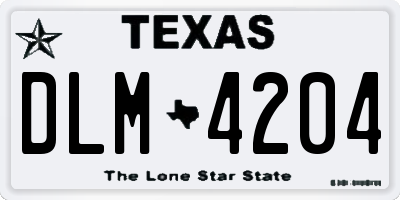 TX license plate DLM4204