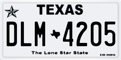 TX license plate DLM4205