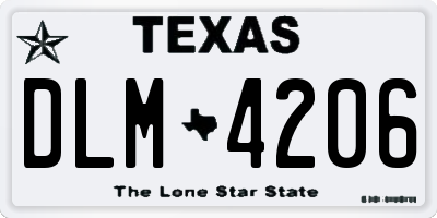 TX license plate DLM4206