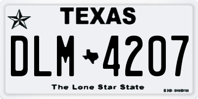 TX license plate DLM4207
