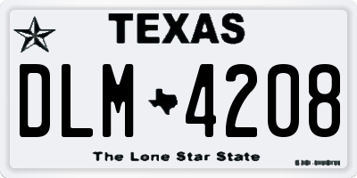 TX license plate DLM4208