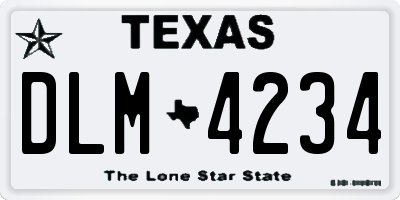 TX license plate DLM4234